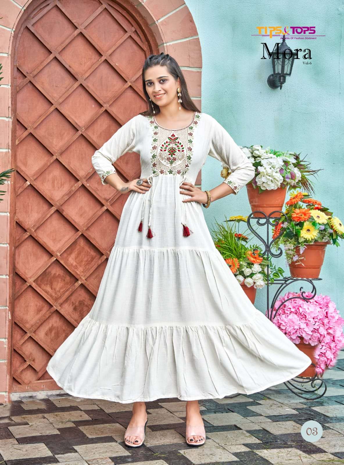 Tips & Tops - Mora Vol 06- Handwork And Ghaghri-Pattern-Flair-Gown-Kurti-03